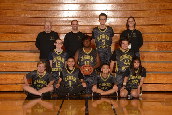 Glenbard North ISO Basketball Team
Top row: Coach Collins, Andy Adduci, Anthony McCarty ‘25, Anastasia Brogan 
Middle row: Nolan Fischer ‘26, James Jackson ‘27, Sam Bucaro 25
Bottom row: Logan Christopher ‘24, Vito Jimenez ‘27, Cameron Santos ‘24, Misha Rivera ‘24